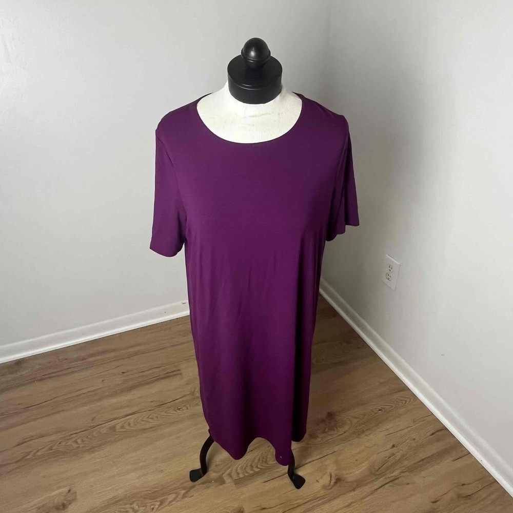 Eileen Fisher‎ Purple Jersey Langenlook Midi Casual T-Shirt Dress Size PL/PG